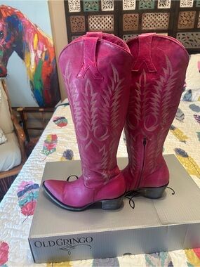 Old Gringo Hot Pink Leather relaxed fit Western Heeled Boots